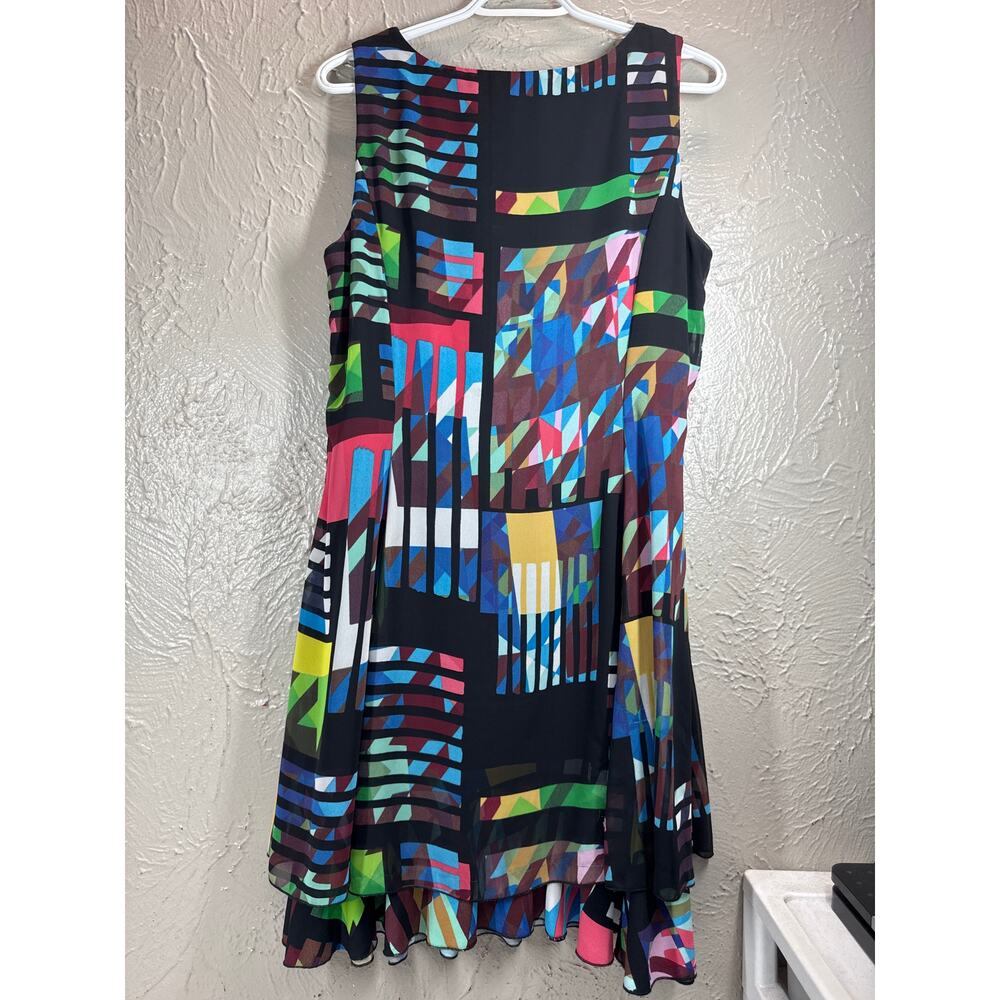 Bali Women's Colorful Abstract Geometric Sleeveless Mini Dress Size 6 - Picture 2 of 5